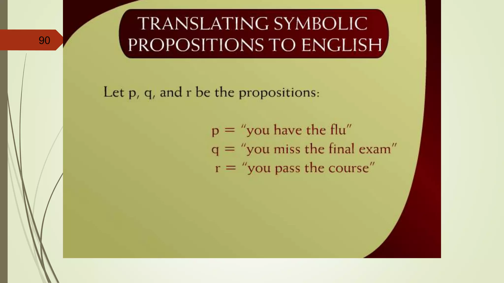 90
Translating Symbolic Propositions
to English – 13
 