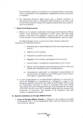 omnibus travel guidelines for all deped personnel