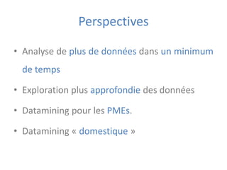 Limites du dataminingEffort considérable de développement.Etat inapproprié des données.