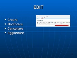 EDIT Creare Modificare Cancellare Aggiornare   