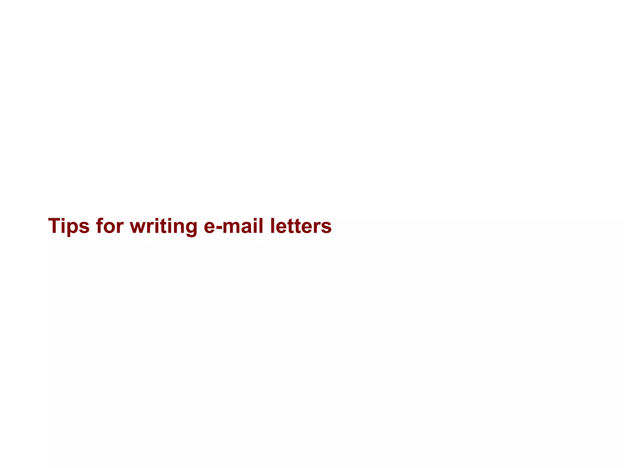 Tips for writing e-mail letters 