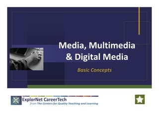 Media, Multimedia
& Digital Media
B i C tBasic Concepts
 