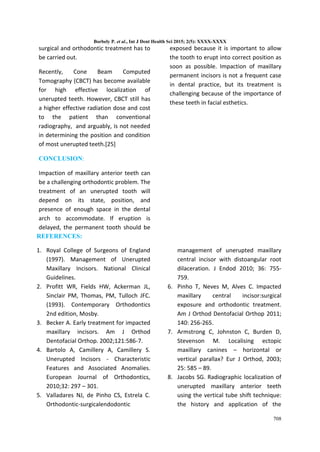 ORTHODONTIC TREATMENT OF AN IMPACTED MAXILLARY CENTRAL INCISOR COMBINED ...