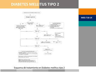 METAS TERAPÉUTICAS
DIABETES MELLITUS TIPO 2
IMSS-718-14
Esquema de tratamiento en Diabetes mellitus tipo 2
 
