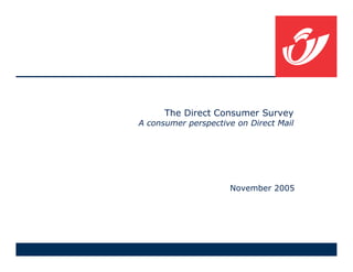 The Direct Consumer Survey
A consumer perspective on Direct Mail




                     November 2005
 