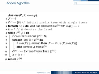 Prof. Pier Luca Lanzi
Apriori Algorithm 23
 