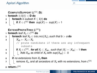 Prof. Pier Luca Lanzi
Apriori Algorithm 24
 