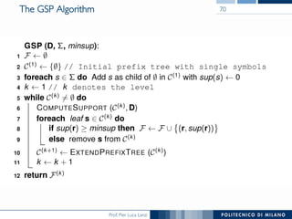 Prof. Pier Luca Lanzi
The GSP Algorithm 70
 