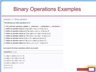 Binary Operations Examples
 