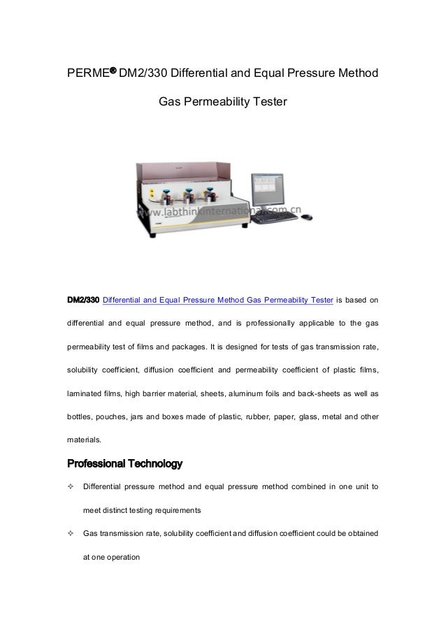 Dm2／330 differential and equal pressure method gas permeability tester