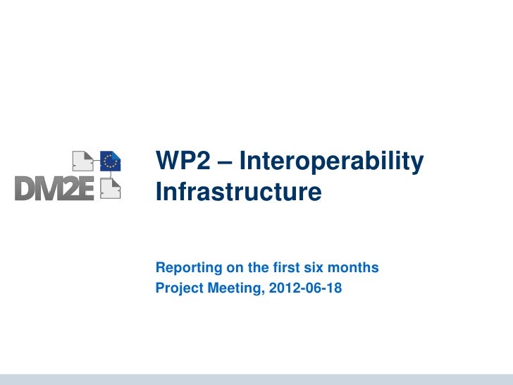 WP2 – InteroperabilityInfrastructureReporting on the first six monthsProject Meeting, 2012-06-18 
