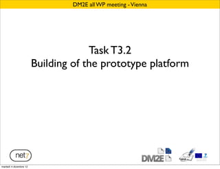 DM2E all WP meeting - Vienna




                                     Task T3.2
                        Building of the prototype platform




martedì 4 dicembre 12
 