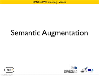 DM2E all WP meeting - Vienna




                  Semantic Augmentation



martedì 4 dicembre 12
 