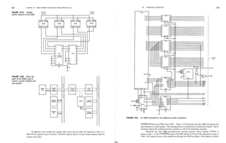 522                CHAPTER 13     DIRECT MEMORY ACCESS AND DMA-CONTROLLED I/O                                                                       13-3   SHARED-BUS OPERATION                                                                       523

FIGURE 13-19 Parallel-
priority resolver for the 8289.




                                                          3            A               A                3
                                                          2                                             2
                                                                       C               C                1
                                                          0     '148
                                                                                            1.4 O
                                                                                                    R   0

                                                          4
                                                               Priority                                 4   0
                                                              esncode r
                                                          5                            Ei               5 o

                                                    ^     6
                                                                               r
                                                                                       E2               6
                                                          7      E
                                                               -4 —                r
                                                                                   MK
                                                                                       Eg               7   0




FIGURE 13-20 Block dia-
gram of two 8088s used to
control a printer interface and
print spooler.
                                                                           h
                                                                           a
                                                    Shared
                                       8088
                                        HP
                                              AA      bus      AN e
                                                                  r
                                              VV   interface   Vv          d
                                                                           b
                                                                           u
                                                                           s
                                                    System
                                                    memory
                                                               AA                                                        Local
                                                               vV                                                       memory


                                                                                                                JINTR

                                                    System                                                               Printer
                                                      I/O
                                                               VV                                                       interface


                                                                                                                                    FIGURE 13-21   An 8088 connected for the single-bus mode of operation.


                                                                                                                                                   Resident-bUS Operation Of the Slave 8088. Figure 13-22 illustrates the slave 8088 microprocessor
                                                                                                                                                   that functions as a print spooler. This microprocessor is connected as a resident-bus master. This il-
                                                                                                                                                   lustration depicts the resident-local-bus interface as well as the shared-bus interface.
                         In addition to the normal bus signals, this circuit also provides the shared bus with a 2.5                                      Whenever the slave 8088 microprocessor accesses memory above location 7FFFFH, it
                   MHz PCLK signal for any I/O device. The RDY input is shown, in case system memory and I/O                                       places a logic 1 on the SYS/RESB input to the 8289 and the CEN pin of the shared-bus master's
                   require wait states.                                                                                                            8288. This requests access to the shared bus through the 8289 bus arbiter. If the address is below
 