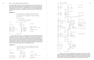 528   CHAPTER 13   DIRECT MEMORY ACCESS AND DMA-CONTROLLED I/O                                                   13-3 SHARED-BUS OPERATION                                                                              529
      are available through a flip-flop, which acts as an indicator to the slave. This flag flip-flop is set      0014   E8 OOOD                                                   ;fill queue
      by the master whenever printer data are available and cleared by the slave after the slave has re-         0017    FB                      STI
      moved the data from the shared memory. One additional piece of information is also placed in               0018    E6 00                   OUT         0,AL                  ;clear FLAG
      the shared memory for the slave — the length of the block of data. Location 80000H holds a                 001A    EB E4                   JMP         TRANS
      word that indicates the length of the printed block of data. The maximum size of the buffer is             001C                   TRANS    ENDP
      64K bytes.
                                                                                                                                        ; Data used with FILL
      EXAMPLE 13-5                                                                                               001C    0000           IN_PS    DW     •p                         ;input pointer
                                                                                                                 001E    0000           IN_PO           •p
                             A procedure found in the master system una i_ ueaua the
                                                                                 une                                                             DW
                                                                                                                 0020    0000           OUT_PS   DW     •p
                             FLAG to determine if the slave is busy. If the slave
                             is not busy, data are transferred to the print buffer                               0022    0000           OUT_PO   DW     •p                         ;output pointer
                             and the FLAG is set to indicate that data are available
                             for printing.                                                                                              ;Procedure that fills the printer queue.

                             Calling parameters:                                                                 0024                   FILL     PROC        NEAR

                                   DS:SI = address of printer data                                               0024    FC               CLD                                      ;clear direction
                                   CX = number of bytes to print                                                 0025    2E: Al 001C R    MOV      AX,CS:IN_PS
                                                                                                                 0029    8E CO            MOV      ES,AX
      0000                  LOAD     PROC        FAR USES ES                                                     002B    2E: 8B 3E 001E R MOV      DI,CS:IN_PO                     ;load input address
                                                                                                                                          .REPEAT
                                     . REPEAT                        ;test FLAG                                  0030    E8 0014                   CALL TESTF                      ;test for full queue
      0001 E4 00                            IN         AL,0                                                                                    .UNTIL IZERO?                       ;while full
                                     .UNTIL AL==0                                                                0035    A4                    MOVSB                               ;store byte
                                                                                                                 0036    E8 0024               CALL    INCP                        ;increment pointer
      0007    BF 0002                    MOV        DI , 2           ; off set of buffer                         0039    8C CO                 MOV     AX,ES
      OOOA     B8 8000                    MOV        AX,8000H        ; segment of buffer & count                 003B    2E: A3 001C R         MOV     CS:IN_PS,AX
      OOOD     8E CO                      MOV        ES,AX                                                       003F    2E: 89 3E 001E R      MOV     CS:IN_PO,DI                 ; save input pointer
      OOOF     26: 89 OE 0000             MOV        ES:[0],CX        ; save count                                                        .UNTILCXZ
      0014    F3/ A4                      REP        MOVSB            ; save data to buffer                      0046    C3               RET
      0016    BO FF                       MOV        AL,OFFH                                                     0047               FILL  ENDP
      0018    E6 00                       OUT        0,AL             ; set FLAG
                                            RET                                                                  0047                   TESTF    PROC        NEAR USES DI DS

       001C                 LOAD     ENDP                                                                        0047    E8 0011            CALL             INCP                  ; increment pointer
                                                                                                                 004C    8C D8              MOV              AX, DS
                                                                                                                 004E    2E: 3B 06 0020 R CMP                AX,CS:OUT_PS
              Once the slave notices a logic 1 in the flag flip-flop, it begins transferring data from the       0053    75 05              JNE              TESTF1
       shared memory into its own local memory. The data are stored in the local memory organized as             0055    2E: 3B 3E 0022 R CMP                DI,CS:OUT_PO
       a FIFO (first in, first out), or queue. In this example, the size of the queue is 384K bytes. Ex-         005A               TESTF1:
                                                                                                                                                 RET
       ample 13-6 lists the software used by the slave to load the queue from the shared memory buffer.
       In this software, the slave tests the flag flip-flop to see whether the master has filled the buffer in   005D                   TESTF    ENDP
       the shared memory. If the buffer is filled, the slave microprocessor transfers its contents form the
                                                                                                                 005D                   INCP     PROC
       shared memory into its queue. Once the transfer is complete, the slave clears the flag flip-flop so
       that the master may begin filling the buffer with additional printer data.                                005D    47                      INC    DI
                                                                                                                                                 .IF DI == 0
                                                                                                                 0062    8C CO                        MOV     AX,ES
       EXAMPLE 13-6                                                                                              0064    05 1000                      ADD     AX,1000H
                             ;A procedure found in the slave system that tests the                                                                    .IF AX == 8000H
                             ;FLAG to determine if data are available for printing.                              006C    B8 2000                      MOV     AX,2000H
                             ;If data are available, data are transferred into the                                                                    .ENDIF
                             ;queue for the printer.                                                             006F    8E CO                        MOV    ES,AX
                                                                                                                                                 .ENDIF
       0000                  TRANS    PROC       FAR                                                             0071    C3                      RET

                                      . REPEAT                        ;test FLAG                                 0072                            ENDP
       0000 E4 00                           IN         AL , 0
       0002 A8 01                        TEST   AL,1
                                      .UNTIL AL = = 0                 ;if not finished                                  Example 13-7 lists the software that prints data from the queue. This software is interrupt
                                                                                                                 driven, and therefore runs as a background program virtually hidden from the software listed in Ex-
       0008 B8 8000                   MOV         AX,8000H            ; segment of buffer & count                ample 13-6, except for the interrupt enable instruction. Whenever the printer interface, through a
       OOOB 8E D8                     MOV        DS , AX
                                      MOV         CX,DS: [0]          ;get count                                 flip-flop, indicates that it is ready to accept additional data, an interrupt occurs calling this interrupt
       OOOD 8B OE 0000
       0011 BE 0002 •                 MOV         SI, 2               ; address buffer                           service procedure. The procedure extracts data from the queue and sends them to the printer.
 
