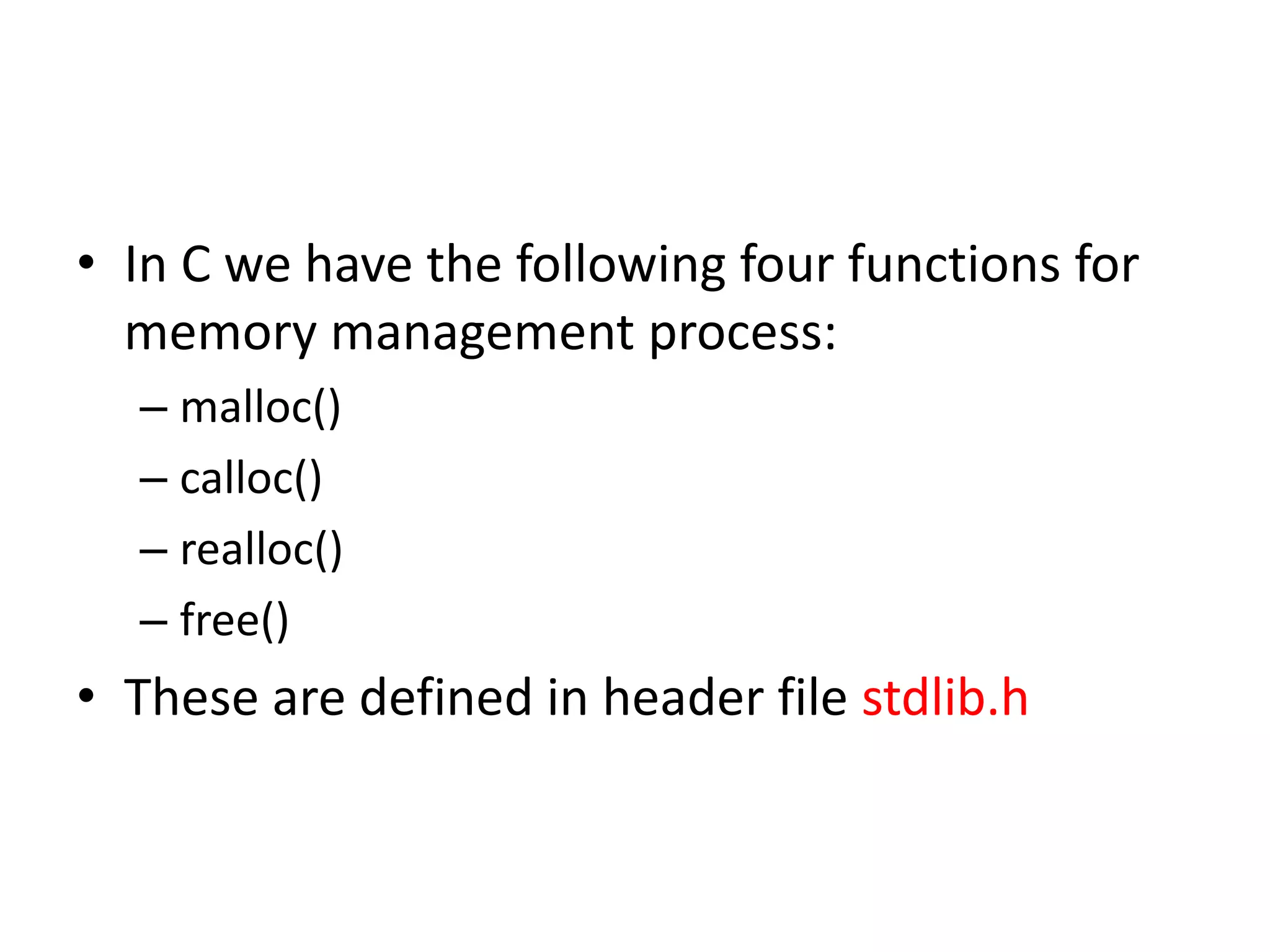 Dynamic Memory Allocation(DMA) | PPTX | Programming Languages | Computing