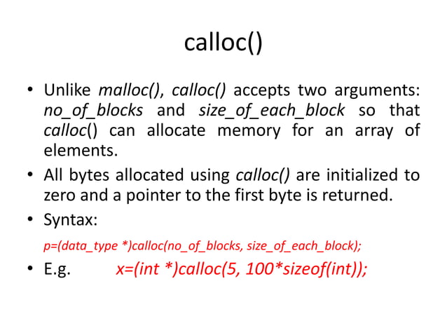 Dynamic Memory Allocation(DMA) | PPTX | Programming Languages | Computing