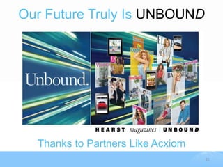 Our Future Truly Is UNBOUND




  Thanks to Partners Like Acxiom
                                   21
 