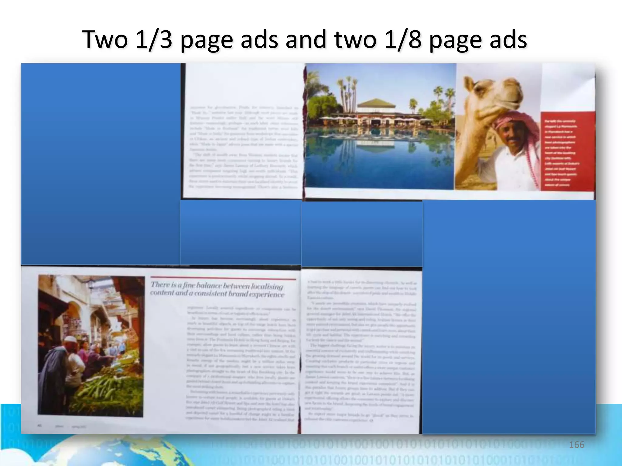 Two 1/3 page ads and two 1/8 page ads

166

 