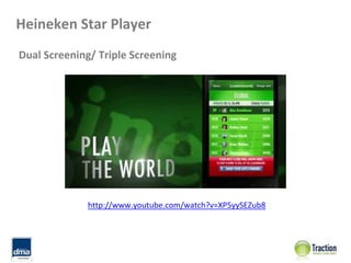 Heineken Star Player 
Dual Screening/ Triple Screening




              http://www.youtube.com/watch?v=XP5yySEZub8
 