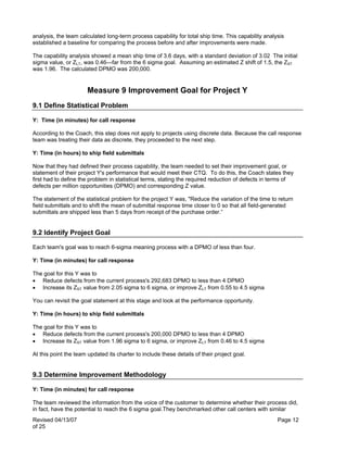 Six Sigma Dmaic Case Study Pdf