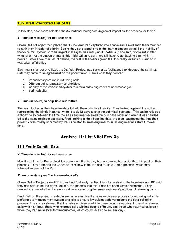 Dmaic real life examples image