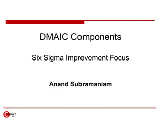 DMAIC Components Six Sigma Improvement Focus Anand Subramaniam 