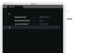 CSS
(font sizes & colors)
01 02 03
Web Inspector JSON
 