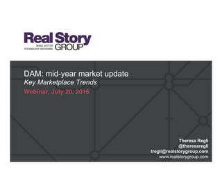 DAM: mid-year market update
Key Marketplace Trends
Webinar, July 20, 2016
Theresa Regli
@theresaregli
tregli@realstorygroup.com
www.realstorygroup.com
 