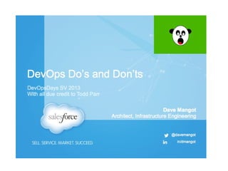 DevOps Do's and Don'ts, DevOpsDays SV 2013
