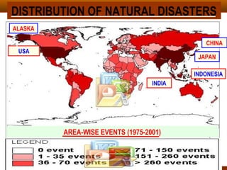 INDIA
ALASKA
USA
CHINA
AREA-WISE EVENTS (1975-2001)
DISTRIBUTION OF NATURAL DISASTERS
INDONESIA
JAPAN
 