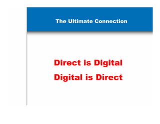 The Ultimate Connection




Direct is Digital
Digital is Direct
 