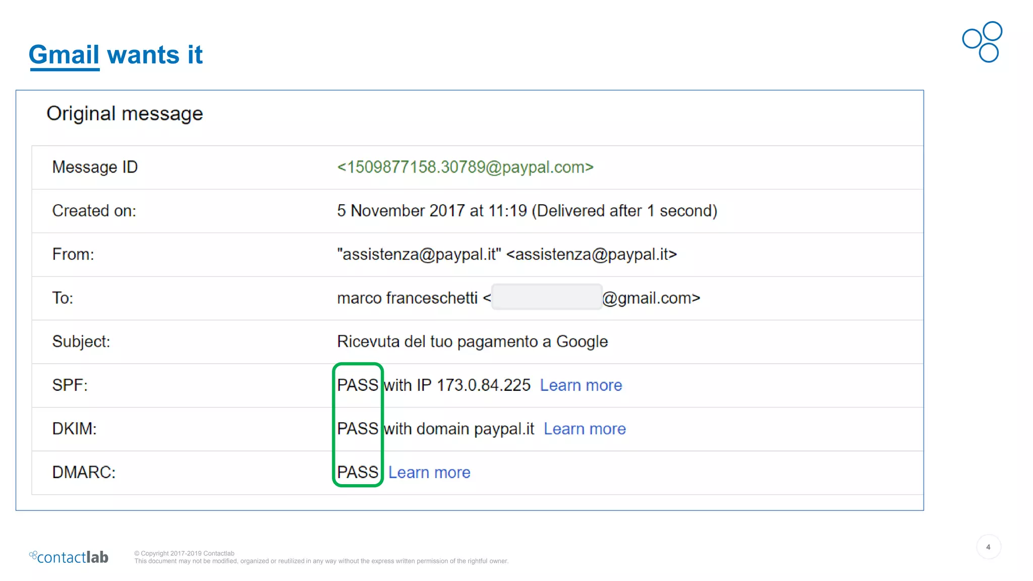 4
© Copyright 2017-2019 Contactlab
This document may not be modified, organized or reutilized in any way without the express written permission of the rightful owner.
Gmail wants it
 