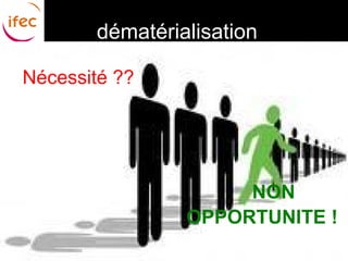 dématérialisation

Nécessité ??




                     NON
                OPPORTUNITE !
 