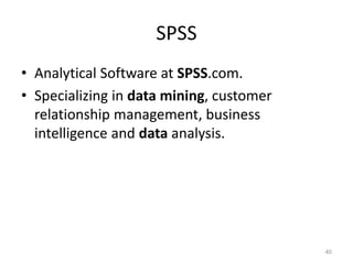Data Mining and Business Intelligence Tools