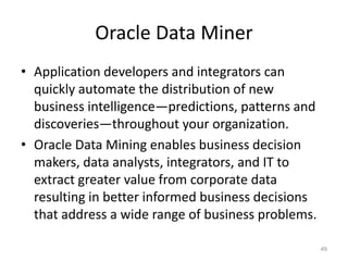 Data Mining and Business Intelligence Tools