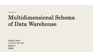 Multidimensional Schema
of Data Warehouse
Kunjan Shah
170 410 107 103
Batch C
DMBI
 
