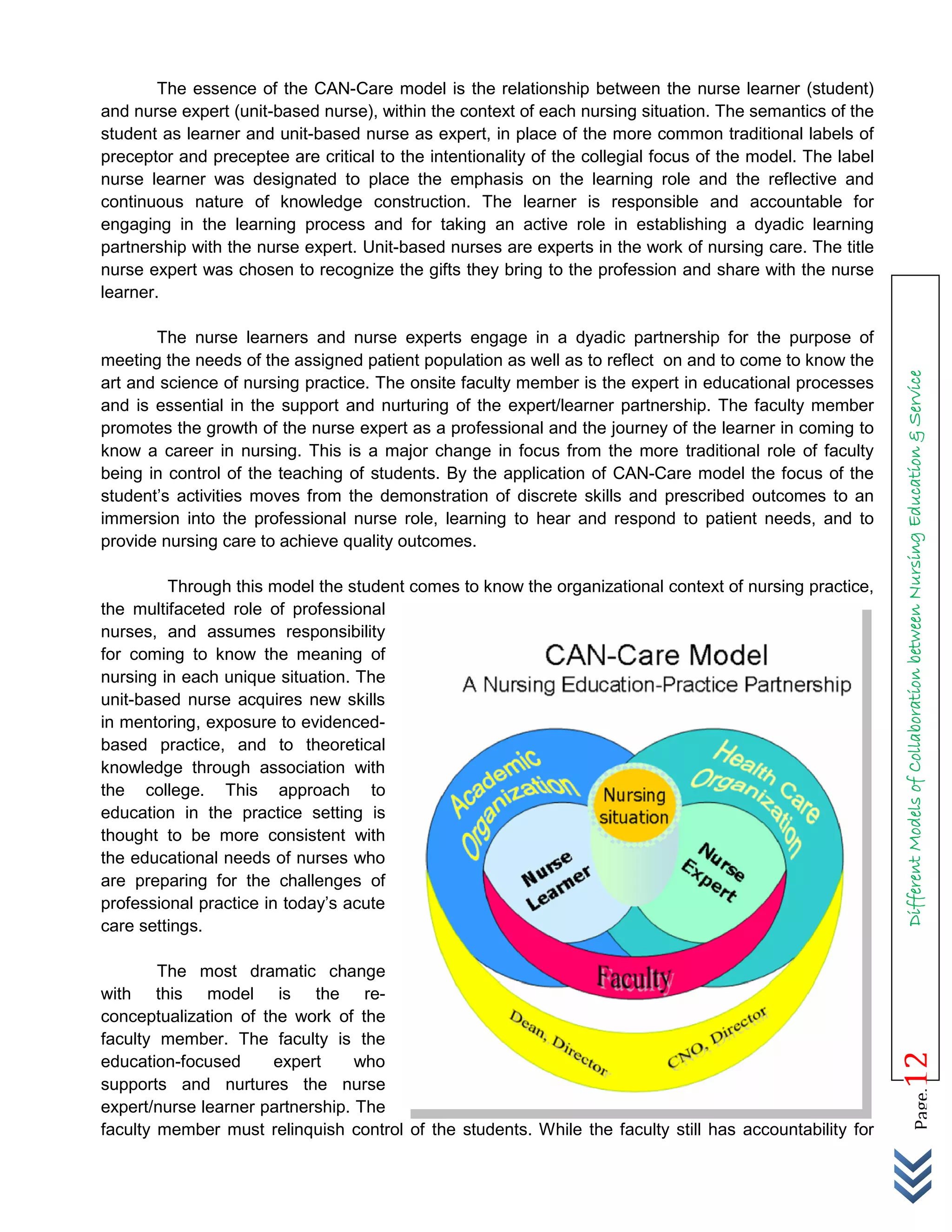 DIFFERENT MODELS OF COLLABORATION BETWEEN NURSING EDUCATION AND SERVICE ...