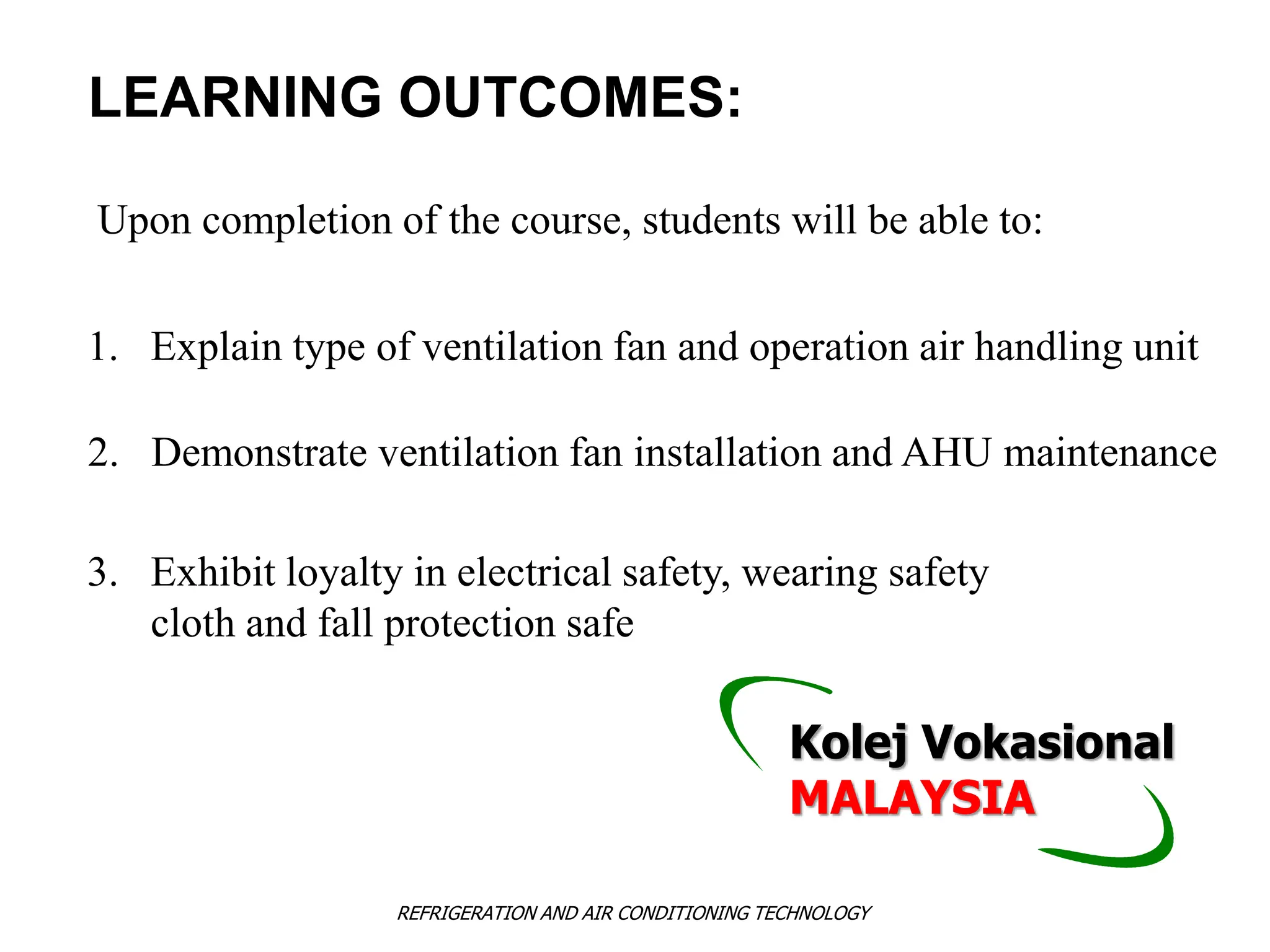 AHU fan maintenance notes power point slide | PPTX