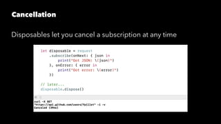 Cancellation
Disposables let you cancel a subscription at any time
 