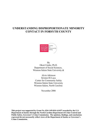 Disproportionate Minority Contact, CCS Final Report | PDF