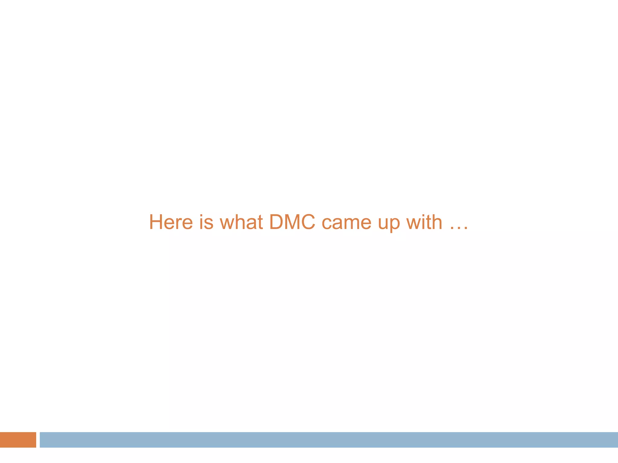Here is what DMC came up with …