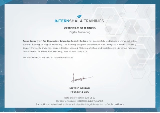 Digital Marketing Training Certificate