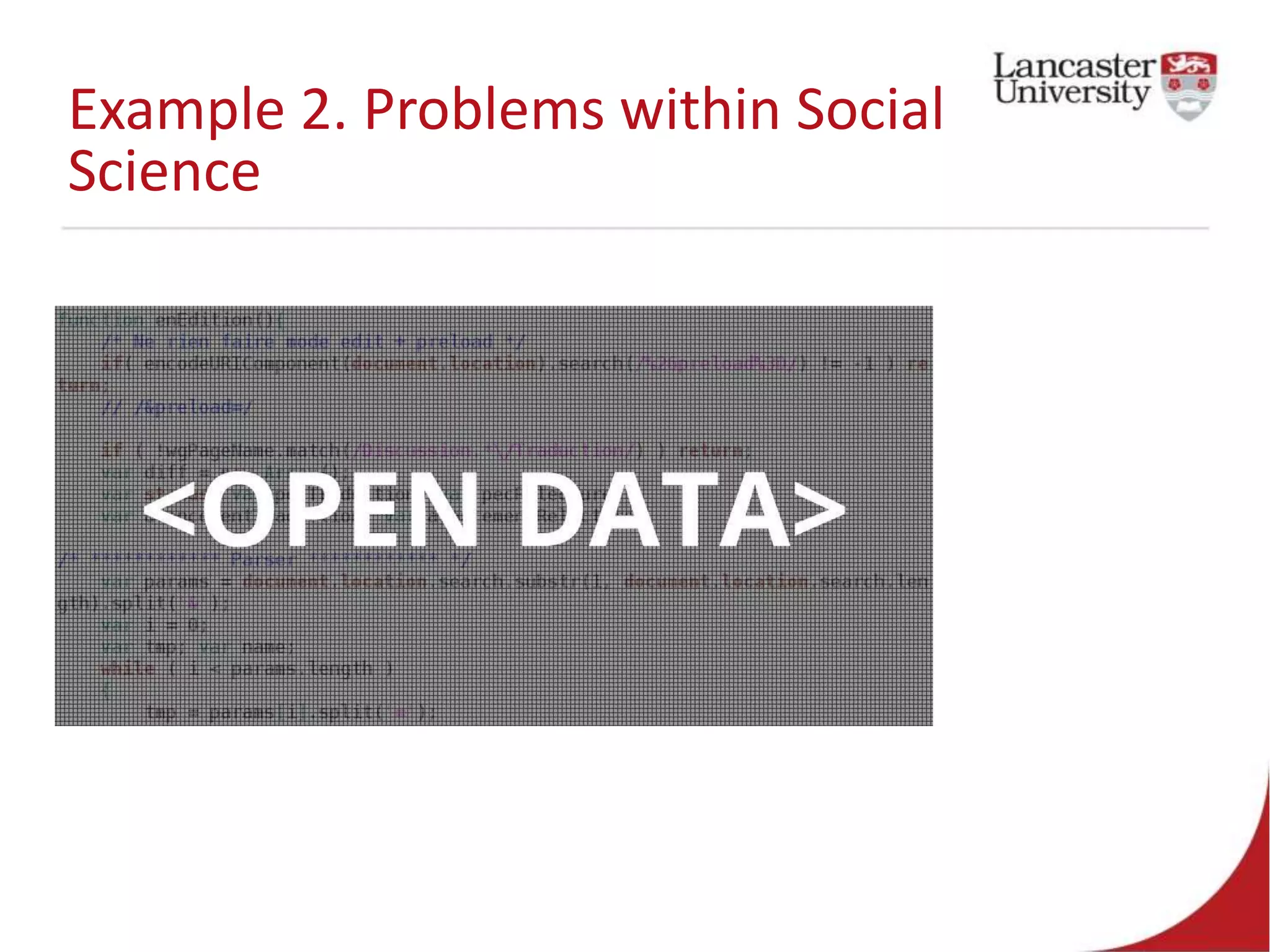 Example 2. Problems within Social
Science
 