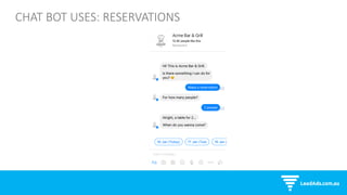 CHAT BOT USES: RESERVATIONS
Company Logo www.domain.com11
 