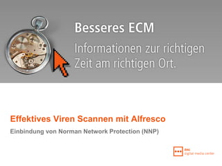 Effektives Viren Scannen mit Alfresco
Einbindung von Norman Network Protection (NNP)
 