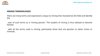 Into to mining engineering basic terminologies | PPTX