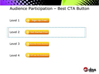 Audience Participation – Best CTA Button Level 2 Level 3 Level 4 Level 1 