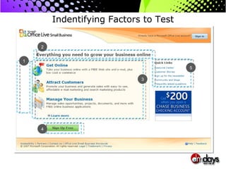 Indentifying Factors to Test 1 2 3 4 5 
