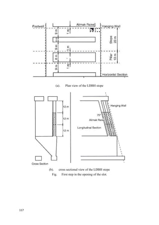 117
(a). Plan view of the LDBH stope
(b). cross sectional view of the LDBH stope
Fig. First step in the opening of the slot.
 